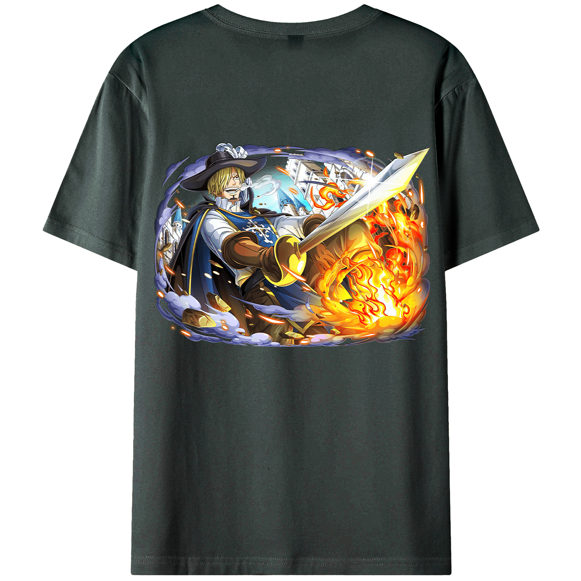 （画像用） ワンピース サンジ ONE PIECE Sanji 綿100％ メンズ半袖Tシャツ（バックプリント） 通気性